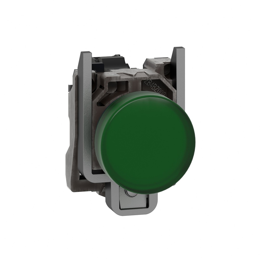 Schneider Electric XB4BV63 250V Ba9S Ampul İçin Yeşil Eksiksiz Pilot Işığı Ø22 Düz Lens