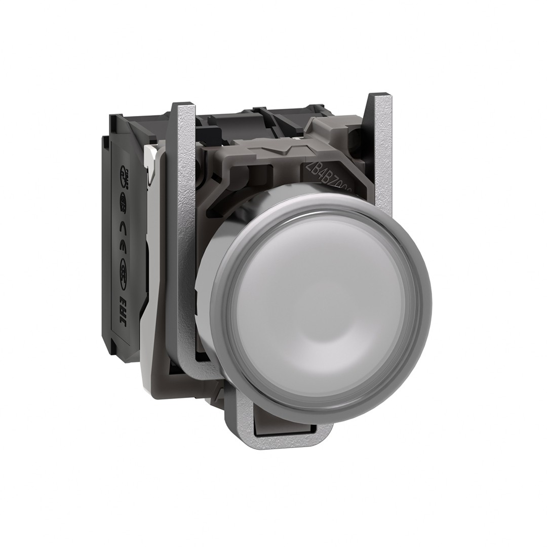 Schneider XB4BW31M5 22mm 220-240V 1NA+1NK Yaylı Dönüşlü Beyaz Işıklı Buton